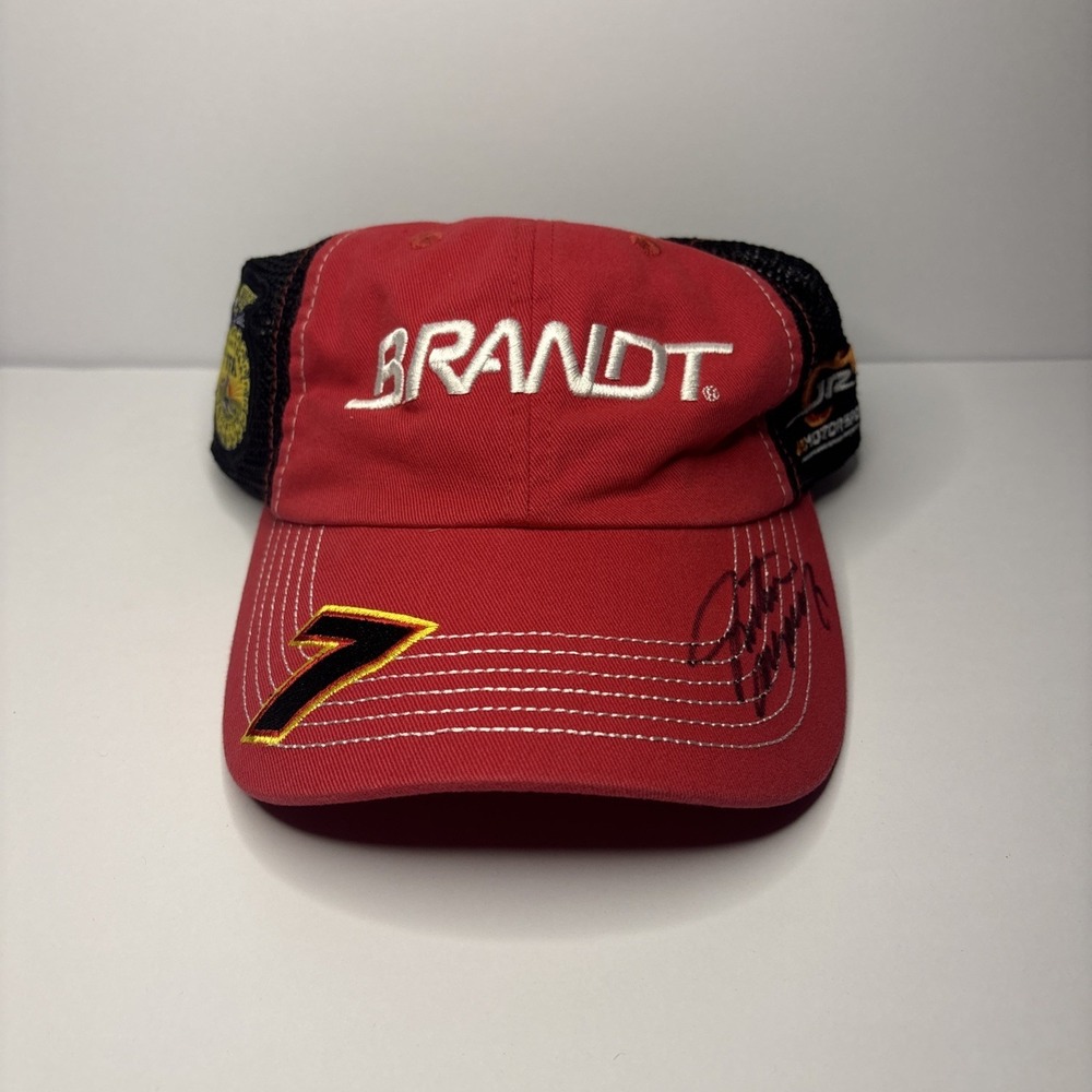 JR Motorsports Brandt #7 NASCAR Autographed Original Red Black Hat - Picture 2 of 8